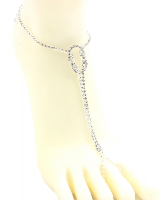 Rhinestone Simple Knotted Toering Anklet AN300044 SILVER